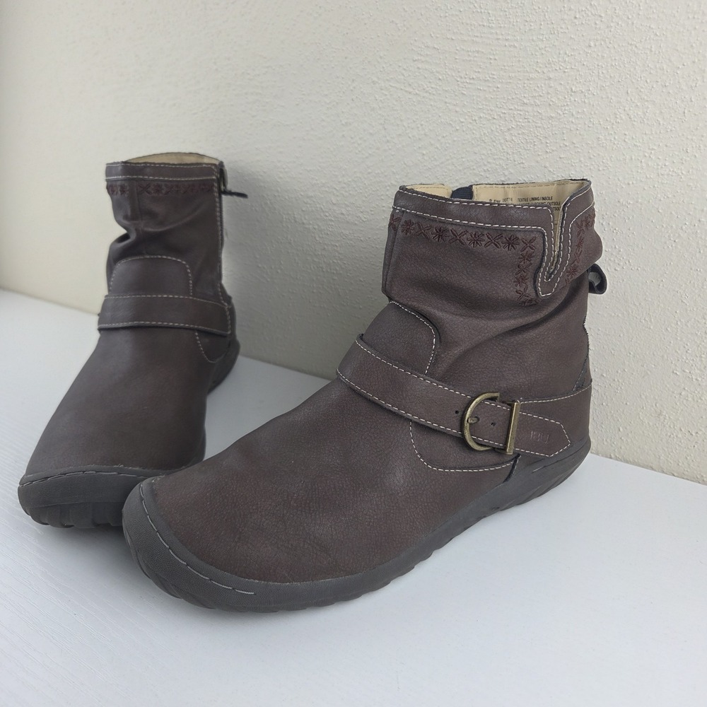 JBU by Jambu Boots Dottie Water Resistant Zip Buckle Bootie Brown Wmns Sz 8.5 W